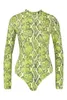 Dames tweedelige broek dames 2022 vrouwen lange mouw slanke bodysuit top slang huid print club feest bodycon jumpsuit zomer herfst