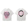 GONTHWID Oversized T -shirts Hip Hop Chain Heart Print Punk Rock Gothic T -shirts Streetwear Fashion Harajuku Casual Cotton Tops 220607