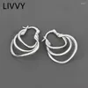 Hoop & Huggie Silver Color Three-Layer C-Shaped Earrings Trendy Retro Simple Exquisite Woman Party Gift Used To Decorate Ear RegionHoop Dale