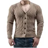 Men's Sweaters Autumn/Winter 2022 Europe-USA Style Men/Youth Turn-Down Collar Twist Single-Breasted Long Sleeve Slim Knit Cardigan SweaterMe