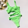 SGCHUA SOLID BANDAGE Baddräkt Kvinnor klipper ut monokini Vit gul blå badkläder Sexig ihålig baddräkt 220518