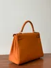 25 cm Coutures faites à la main Luxury sac à main Band d'épaule togo en cuir marron avacado vert orange, etc.