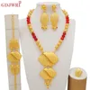 Luxus Dubai Gold Farbe Sets African Indian Äthiopien Braut Hochzeit Geschenke Party Für Frauen Halskette Ohrringe Schmuck Set 220810