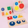 Paintings Geometric Shape Puzzle Early Education Material Sensorial Toy For Toddler Montessori Wooden 3D Activity Board Toys GiftsPaintings