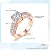 Anillos de boda propuesta cristal para mujer oro rosa Zirconia compromiso citas novia regalos joyería de moda al por mayor R036 Rita22