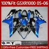 Injektionsformmissioner för Suzuki GSXR 1000 CC K5 GSXR-1000 GSXR1000 05 06 Bodywork 122No.112 1000cc GSX R1000 2005 2006 GSX-R1000 2005-2006 OEM Body Kit Blue Black