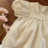 Clothing Sets Summer Korean Baby Girls Lace Embroidery Outfits Puff Sleeve Blouses Tutu Skirts 2Pcs Toddlers Kids Princess SetClothing