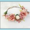 Decorative Flowers Wreaths Festive Party Supplies Home Garden Luxurious Flower Wreath Wedding Bridal Hair Crown Floral Garland Bridesmaid