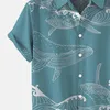 Mäns avslappnade skjortor män kläder hawaiiansk skjorta mode djurtryck enstaka breasted vänd ned krage för toppar kemis hommemen's