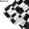 Dark Icon Interesting Print Plaid Mens Shirts Autumn Oversize Long Sleeved Checkered Streetwear Hipster 220324