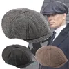 Berets Men vintage boina sboy chapéu de lã oito painéis tweed pico cegos padeiro boina capsberets