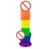 Rainbow realistiska dildo penis enorma stora dildos med sugkopp sexleksaker för kvinnlig kvinnlig onani