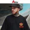 Abfer Western Style Retro T Shirt Mężczyźni Cartoon Niedźwiedź Drukowane Koszulki Graficzne Oversized Hip Hop Anime Estetyczne Koszule Ops EE 220401