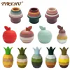Tyry Hu Silicone Building Block TEETER BPA Gratis Apple Pear Soft Educational Montessori S Toys Baby Gifts 220715