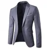 2Pcs Solid Color Suits Men Long Sleeve Lapel Collar Blazer JacketPants Suit for Men Wedding Busniess Suits Set costumes homme 220527