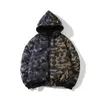 Merk Chao Shark Skull Camouflage Dark Black Color Matching Veelzijdige Rits Hooded Heren en Dames Katoenen Gewatteerde kleding