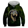 Pojkar coola dinosauri -mönster 3D hoodies höst tonåring barn djur hoodie infantil småbarn pojke flickor kostymer tröja kläder lj201128