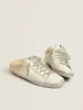 Ayakkabı Tasarımcı Top Versiyon Sabit Saborlar Sabotlar Shearling Astar ile Beyaz Deri