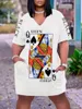 Plus Size Dresses Dress Poker Letter Print High Street Loose Basic Outfits Summer Women ClothingsPlus