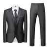 Latest Coat Pant Designs Business Men's Classic Suit Dark Grey Formal Men Suits Wedding Wear Male Blazer Groom Tuxedo 3 Pieces
