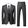 Najnowsze projekty Płaszcz Spodnie Biznes Męski Klasyczny garnitur Dark Grey Formalne Męskie Garnitury Wedding Wear Male Blazer Groom Tuxedo 3 sztuki