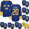 Maglia da hockey della Coppa del mondo CeUf Svezia Maglie da hockey Lehner Kronwall Hagelin Karlsson Hornqvist Zetterberg Sooerberg Maglia da hockey della Coppa del mondo di Sedin