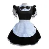 Señoras de las mujeres Lolita de manga corta con cuello Retro Maid Dress Cute French Maid Outfit Cosplay Come Plus Size S-5XL L220714