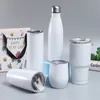 Sublimación portátil Taza recta Botellas de agua Vasos rectos Espacios en blanco Blanco 304 Tazas de acero inoxidable Tazas de café para automóviles DHL GRATIS YT01