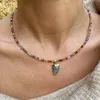 Girocolli Girocolli Collana estiva in pietra naturale Collana blu verde colorata fatta a mano con ciondolo retrò accessorio regalo per gioielli da spiaggia madre Girocolli Gord22