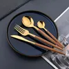 Flatware Sets Terprun 30Pcs Brown Gold Cutlery Stainless Steel Fork Western Knife Spoon Dinnerware Kitchen Tableware Wood Handle FlatwareFla