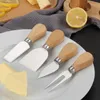 Kaasgereedschap kaas messen bord set eiken handgreep boter vork spreidingskit keuken koken nuttige accessoires met geschenkdoos