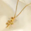 Pendant Necklaces GAIRU Fashionable 18K Gold Plated Three-Dimensional Rose Flower Necklace Stainless Steel Jewelry Women GiftsPendant