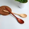 Sublimation 1Pc Wooden Long Handle Spoon Round Natural Solid Wood Soup Scoops Dessert Porridge Tea Coffee Spoons Tableware Kitchen Supplies