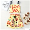 Roupas conjuntos infantis garotas roupas infantis topsandlove letra shorts de impressão 2pcs/set butique de moda de verão mxhome dh7tj