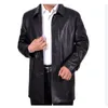 Cuero de los hombres Cuero sintético Invierno Hombres Negocios Casual Negro Largo Sheepski 220823