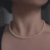 Chokers Pearl Necklaces For Women 8mm Simulated Chain Necklace Collier Femme Choker Wedding Bridal Jewelry Party GiftsChokers