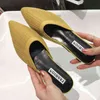 2022 New Women's Summer Mules Fashion Pointed Female Flip Flop Party Office tofflor Flat Sandals Ytmtloy Indoor Zapato Mujer 220610