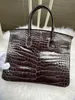 25cm brand totes bag luxury handbag real shinny crocodile leather fully handmade stitching burgundy fuchsia green red color wholesale price fast delivery