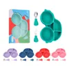 Vaisselle Assiettes De Qualité Alimentaire Bébé Silicone Bol Avec Fourchette Cuillère Ventouse Bande Dessinée Voiture Enfants Soucoupe Assiette Pour Enfants Bébé Mange Solution Vaisselle ZL1177