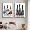 Kolorowe popowe plakaty z szampana szampana na płótnie malowanie nadruki ścienne zdjęcia do salonu kuchnia nowoczesne wystrój domu cuadros
