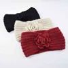 1Pc Women Rose Flower Knitted Headbands Women Winter Crochet Head Wrap wide Woolen Hairband Turban Fashion Hair Accessories AA220323