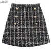Tweed Jupe Pour Femmes En Automne Printemps Coréen Blanc Noir Chic Court Avec Taille Haute Mini s 220317