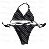 Balencaigalies Vacances balencigalies Mode Piscine Lettres Imprimé Maillot De Bain Bikinis Femmes Ensemble Sexy Split Maillot De Plage Soutiens-gorge Rembourré Noir Été ENGG