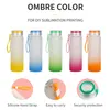 Bouteilles d'eau en verre givré par Sublimation de 500ml, 17oz, dégradé coloré ombré, gobelet vierge, verres à boissons, sxjun27