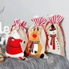 선물 포장 18 * 30cm 큰 크리스마스 가방 산타 클로스 눈사람 엘크 Drawstring 황마 삼 베 가방 장식 쿠키 캔디 bag1