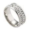 Bröllopsringar ring storlek 5 kristall till den koreanska dubbel raden borr rostfritt stål för kvinnor bague femme anillo mujerwedding