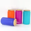 Magical tumblers 4 colors sublimation 16oz UV color change and changing in the cold water glass can water cups with straw and bamboo lid Express