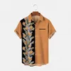 Heren Casual Shirts Zomer Hoogwaardige Hawaiiaanse shirt 3D Kerstprint Korte Turn Leider Plus Size Strandbloem