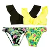 Fashion Girl Two-Pieces Vivid Swimsuit Flounce Designer Beachwear 8-16T Girls Cartoon Printed Bikinis