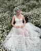 Feestjurken bloemen Fairy Formele prom Lace Bohemia A-lijn Side Slit avondjurken Princess Appliques Celebrity Dressparty